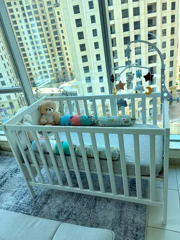 Ikea Crib with Mattress and a Crib mobile
