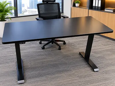 Ikea Black adjustable height office desk — sturdy rectangular worktable
