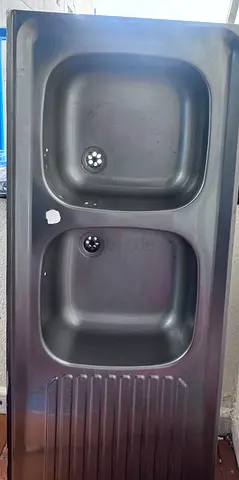 Used Double Bowl Kitchen Sink (Stainless Steel/Black) - Good Condition