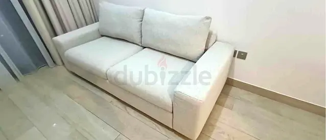 Light beige fabric sofa bed in good condition vimle