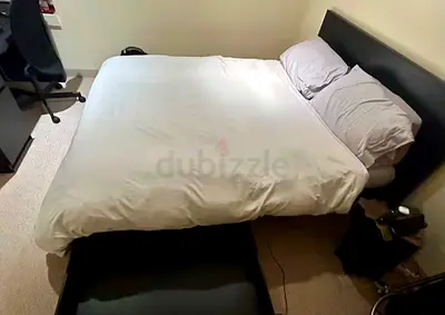 Ikea king size bed with mattress and storage drawers