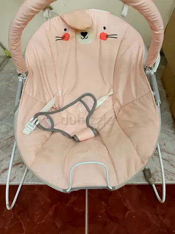 Light Pink Baby Bouncer Seat with Toy Bar and Safety Harness and Vibration