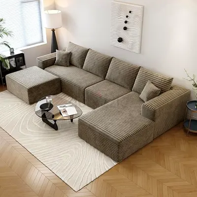 New comfortable 5 seater U shape coduray sofa with soft seater