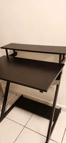Compact black computer / study desk with shelf