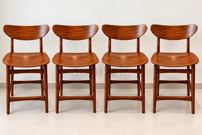 Set of 4 Bar High Chair – 70 cm | Solid Wood | West Elm