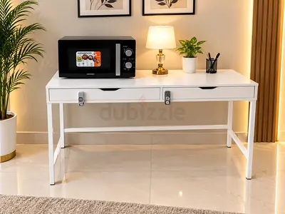 White Modern Multi-purpose Table with Drawers — Good Condition