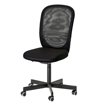 Black mesh ergonomic office chair with caster wheels