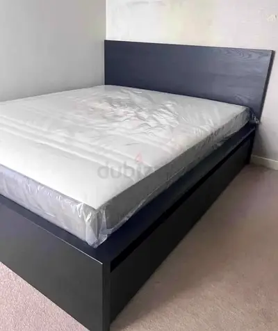 Ikea king size bed with mattress and storage drawers