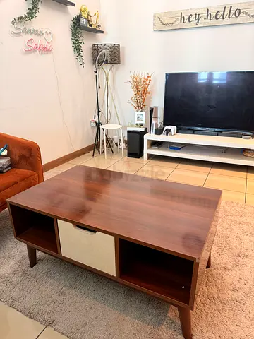 Wooden Coffee Table with Storage Shelves - Good Condition