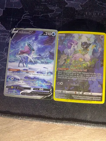 Pokémon TCG Rare Holo Cards - Suicune V & Mew Full Art