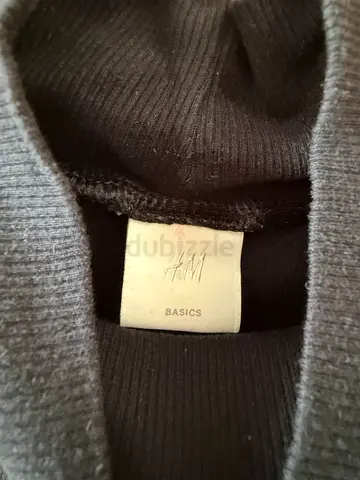 H&M Basics Cotton Black Rib Knit Beanie - Good Condition