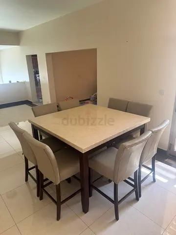 8-Seater High Dining Table Set (Marble Top)