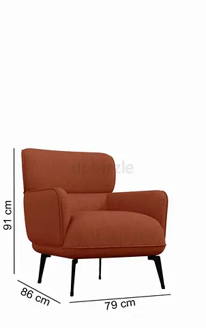 Comfortable Vintage Accent chair in Rust Fabric — Good Condition