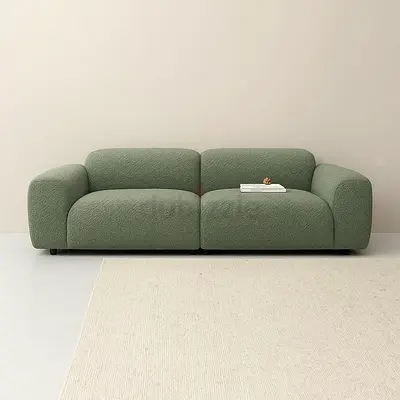 Brand new Modern 3-Seater Green Bouclé Sofa —
