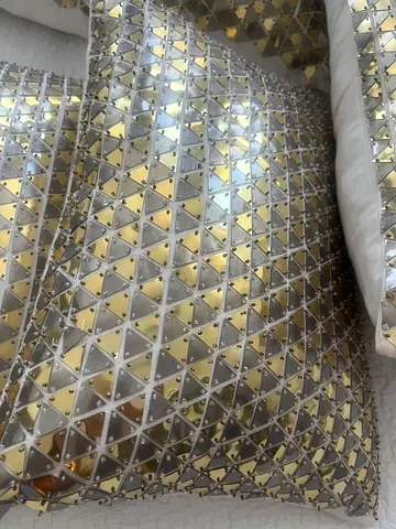 Set of Decorative Metallic Studded Throw Cushions - Champagne Gold