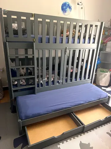 Grey convertible Bunk bed with three sleeping places and storage