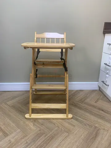 Henry Rabbit - Solid Wood Baby High Chair with Safety Straps - Natural Finish