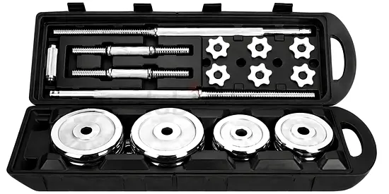 New Adjustable 50 kg Chrome Bar & Dumbbell Set with Case