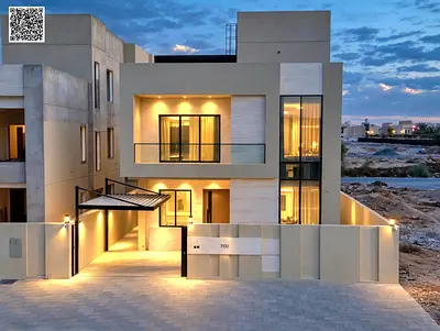 Villa for sale on Sheikh Mohammed Bin Zayed Road, located on a main street near the park. It features two floors and a rooftop terrace. Freehold owner