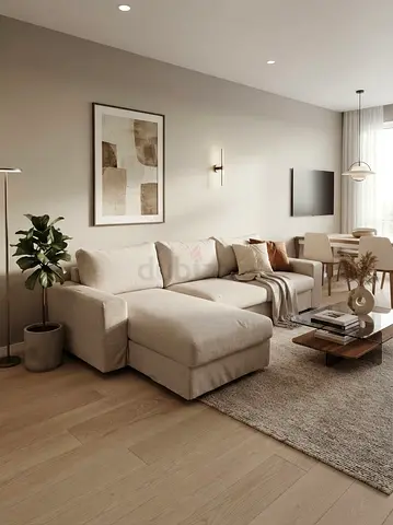 Beige L-shaped Fabric Sofa with Chaise - Modern Minimalist vimle
