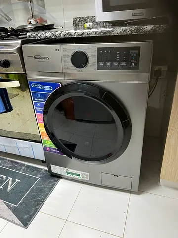 7kg front load washing machine, stainless steel finish - good condition