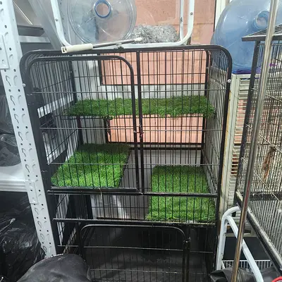 Large multi-level cat pet cage villa with turf platforms. Excellent condition as new.