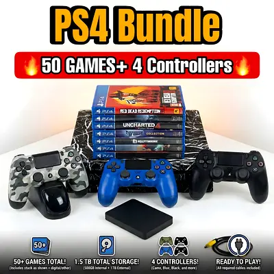 PS4+50Games+4 Controllers