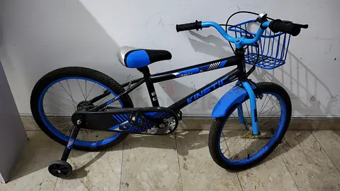 Kids 18-inch Bicycle with Training Wheels - Black & Blue