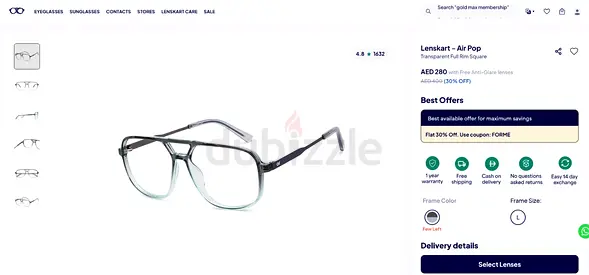 Lenskart Air Pop – Transparent Full Rim Square Glasses