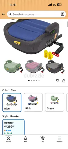 Booster Car Seat (Backless) - Comfortable ISOFIX Compatible Booster