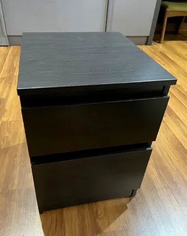 2-Drawer Wooden Bedside Table / Nightstand - Black Brown