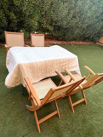 Home centre Wooden 4 Garden Chairs - Light Oak Finish