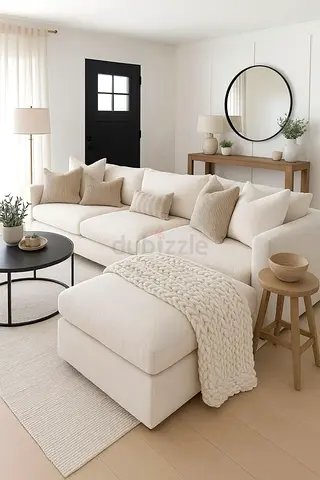Brand new beige colour 3 seater L shape Sofa with cushions