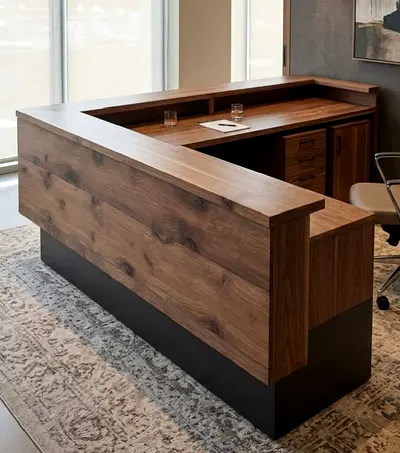 L Shaped Reception Desk Counter Custom Made