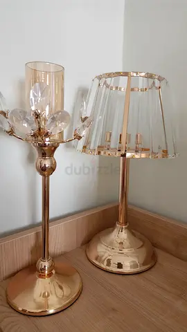 Pair of gold bedside/table lamps with crystal accents