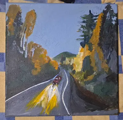 Across the open road - Acrylic painting
