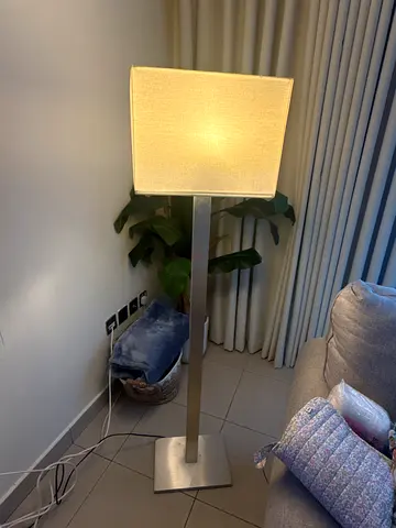 IKEA Modern rectangular floor lamp with cream fabric shade - silver base (150 cm)