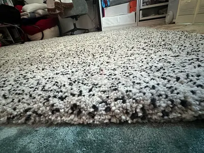 Thick IKEA Shaggy White & Black Speckled Rug - 2x2.7m (Great Condition)