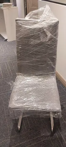 Set of 4 Grey Upholstered Dining Chairs — Good Condition