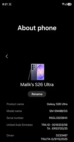 Samsung Galaxy S26 Ultra (SM-S948B/DS) - Good Condition