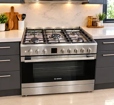 Bosch Stainless Steel 90cm Gas Range Cooker with Oven
