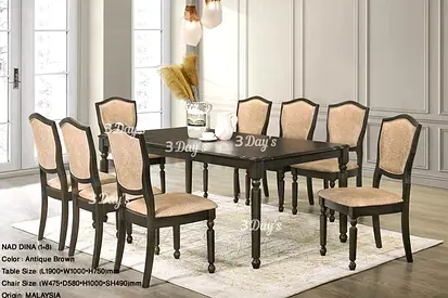 High Quality Solid wood Heavy duty dinning Table with 8 Chairs availabl