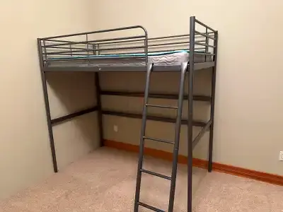 Ikea single size Metal Loft Bed Frame used in good condition free home delivery and installation