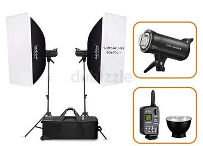 Godox SK300 Studio Flash Lighting Kit with Softboxes, Stands and Carry Case (2x)