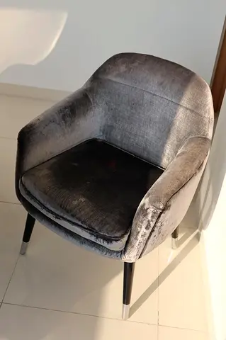 Grey Velvet Armchair Made In Italy with Cushion
