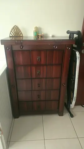 Solid wood tall chest of drawers — classic dark finish