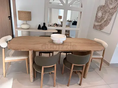 Dantone Solid Wood Dining Table with 6 Chairs - Light Oak Finish