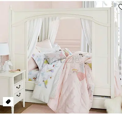 Girls princess White Canopy Single Bed with Drawer Storage — Good Condition