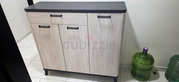 Compact 3-Door Sideboard Cabinet with Drawers - Light Wood Finish