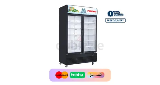 Nikai Double Door Display Refrigerator - Commercial Cooler with Shelves
